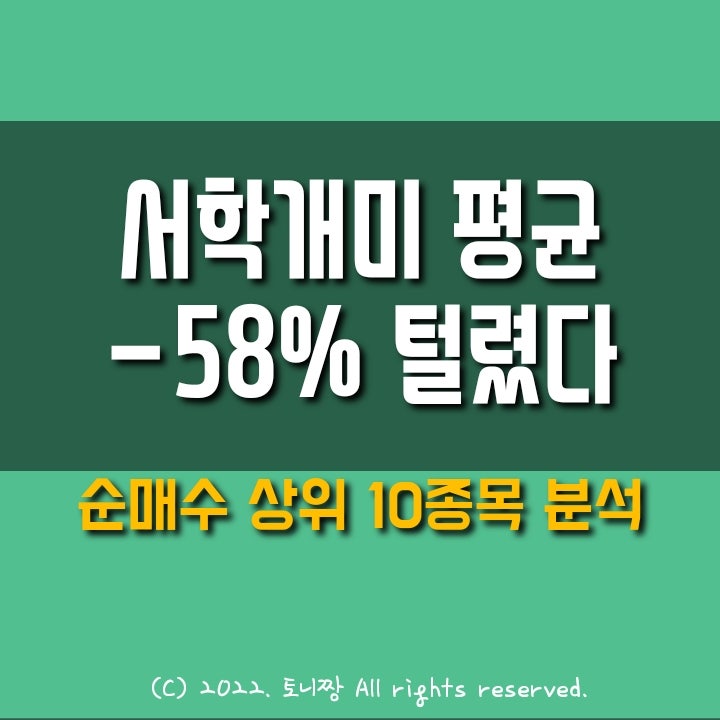 서학개미 지갑 -58% 털렸다. 순매수 상위 10개 종목, ETF 서학개미 지갑 -58% 털렸다. 순매수 상위 10개 종목, ETF