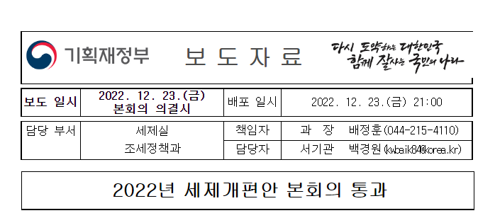 2022년 세제개편안 본회의 통과(ft. 법인 종합부동산세 최종 개편안) 2022년 세제개편안 본회의 통과(ft. 법인 종합부동산세 최종 개편안)