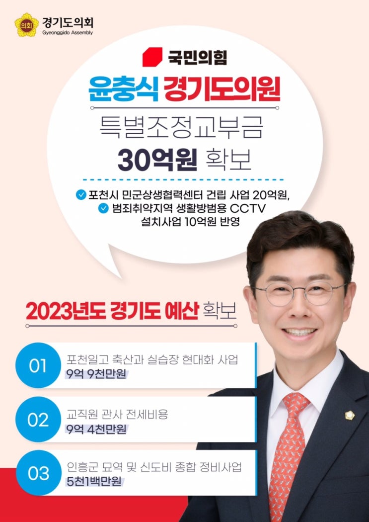 윤충식 도의원, 경기도 특별조정교부금 30억 확보