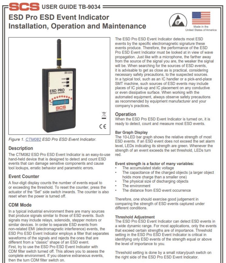  SCS  ESD Pro ESD Event Indicator Installation, Operation and Maintenance