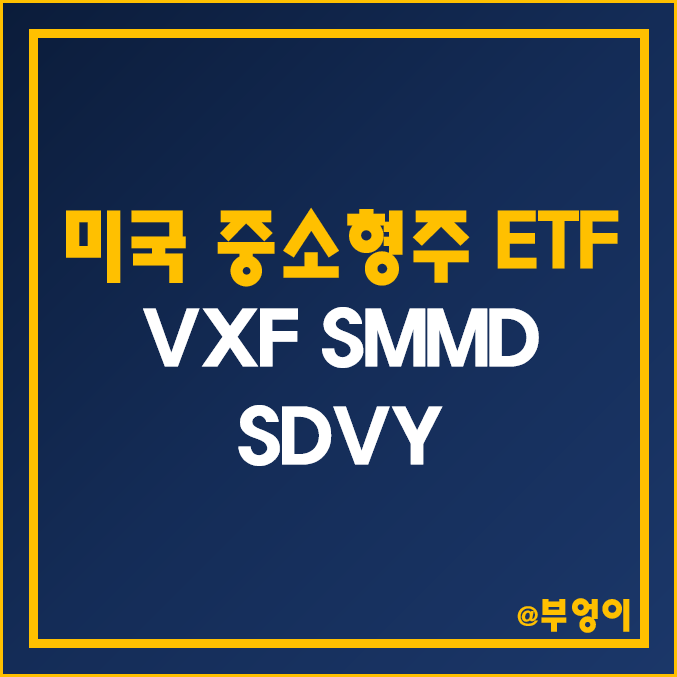 미국 중소형주 ETF - VXF, SMMD, SDVY 주가, 분배금, 수수료, 수익률 미국 중소형주 ETF - VXF, SMMD, SDVY 주가, 분배금, 수수료, 수익률