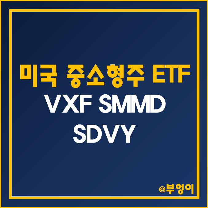 미국 중소형주 ETF - VXF, SMMD, SDVY 주가, 분배금, 수수료, 수익률