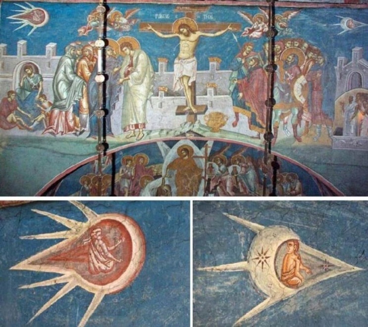  로마카톨릭 수도원 벽화 속의 UFO 그림들