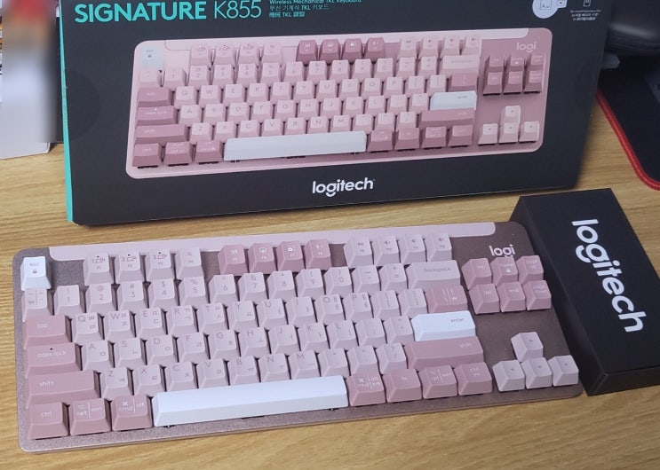  [후기][로지텍]와디즈 구매! SIGNATURE K855 블루투스 텐키리스 적축 핑크, 윈도우 맥 호환