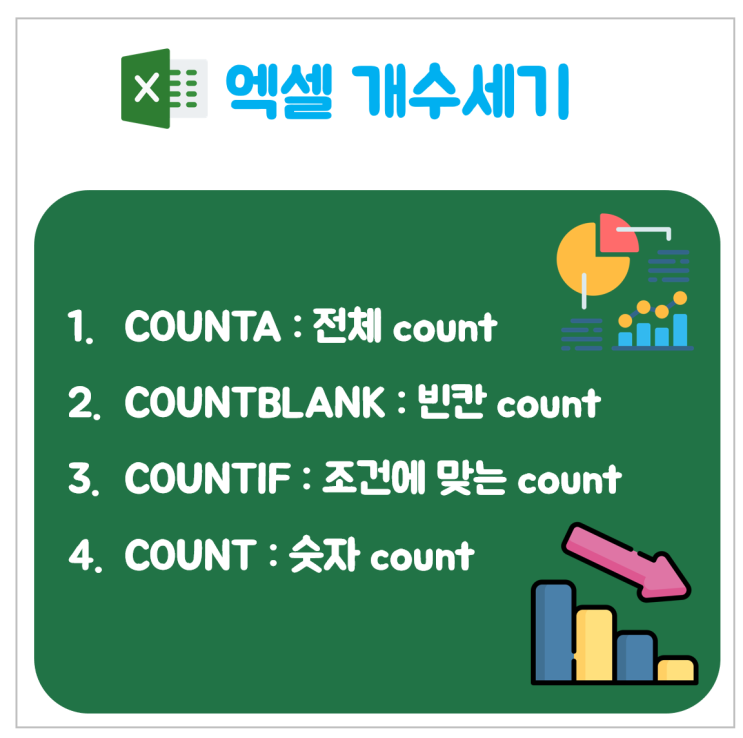  엑셀 개수 세기 (COUNTA, COUNT, COUNTBLANK, COUNTIF)