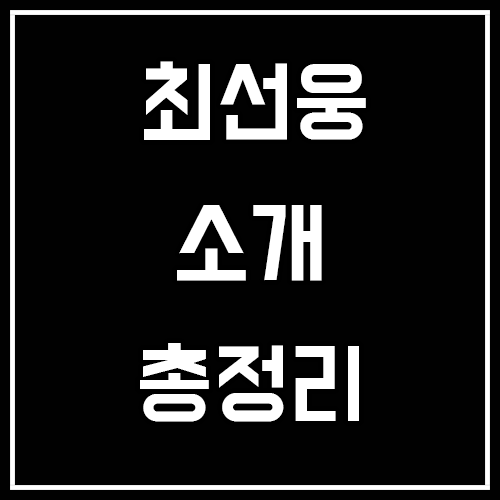 최선웅 소개 총정리