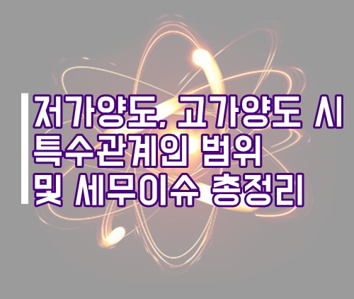  저가양도 고가양도 시 특수관계인 범위 및 세무이슈 정리(양도세, 증여세)