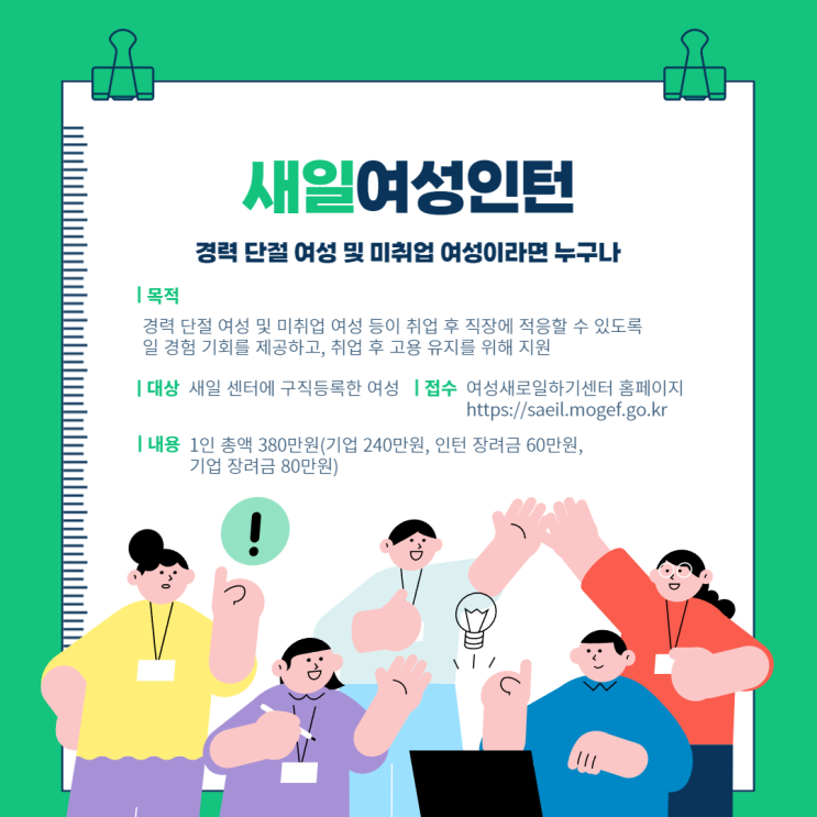  새일여성인턴 (대상, 지원금, 신청방법)