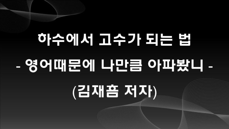 하수에서 고수가 되는 법, 영어때문에 나만큼 아파봤니? (김재흠 저자)