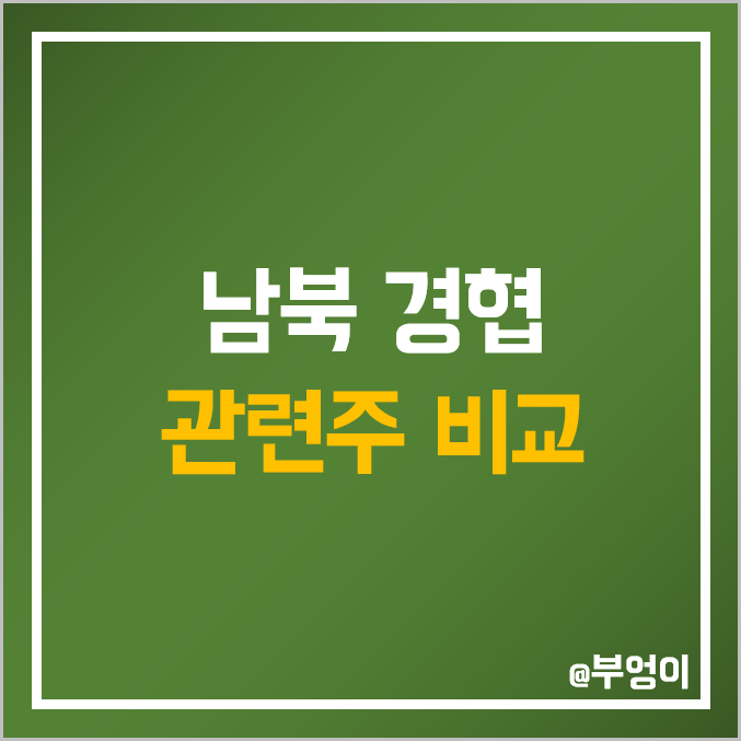 남북 경협주 및 대북 관련주 비교 : 현대엘리베이터 롯데정밀화학 삼부토건 아난티 현대건설 경농 일신석재 스페코 자화전자 한국전력 한창 주식 주가 배당금 PER PBR 시가총액 순위