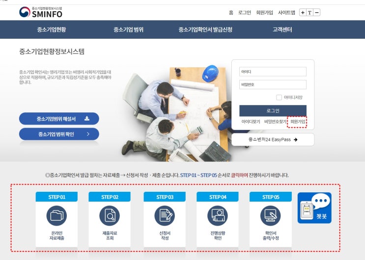  인터넷 중소기업 소상공인 확인서 신청 발급 절차
