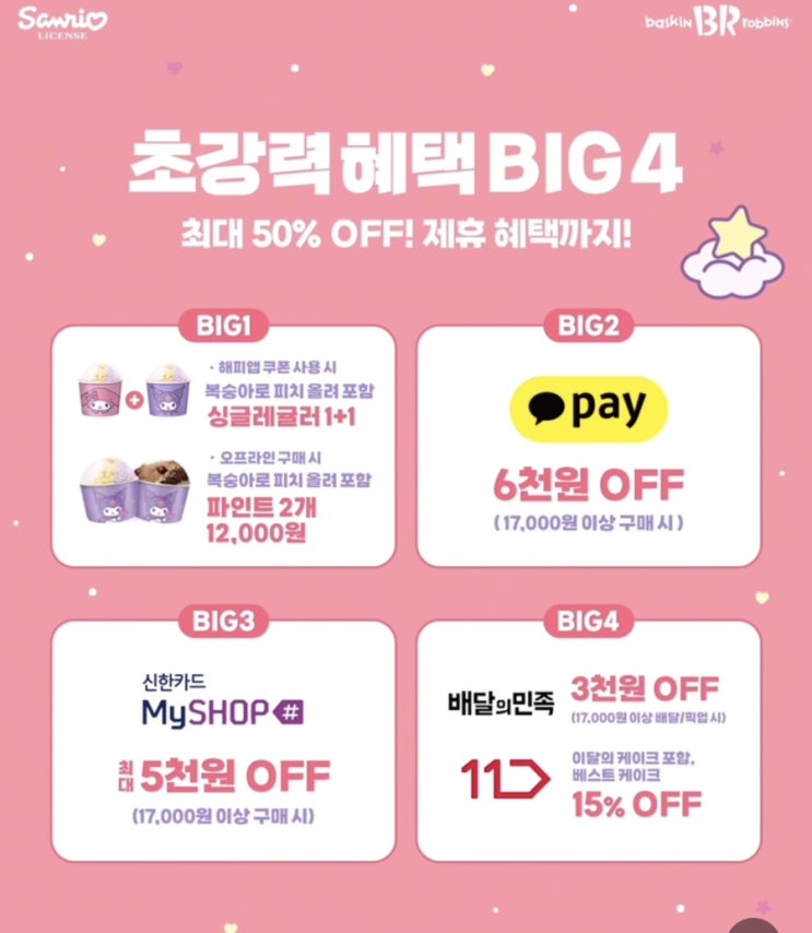  배스킨라빈스31 2023년 4월 이달의 맛과 배라데이  쿠로미와 마이멜로디 취향저격