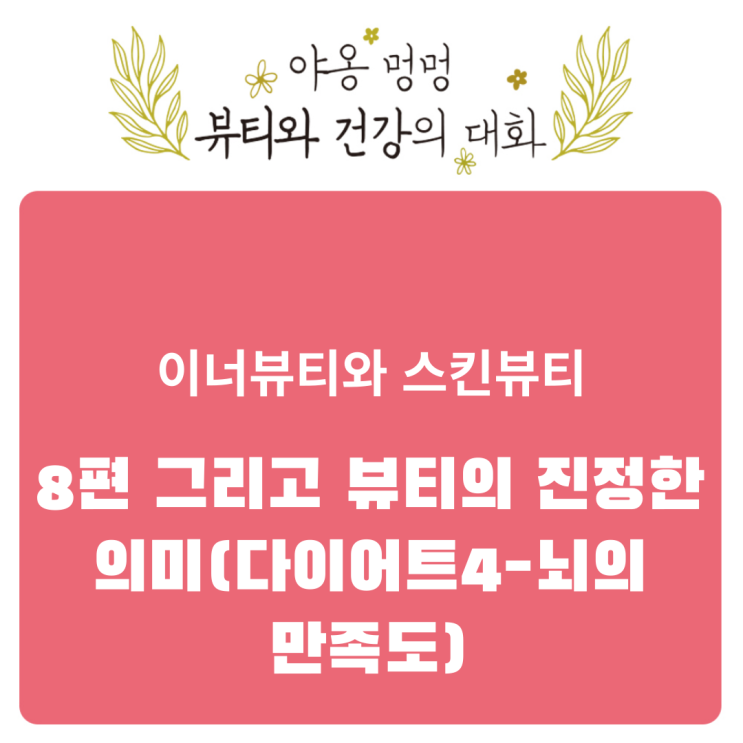  이너뷰티와 스킨 뷰티, 8편 그리고 뷰티의 진정한 의미(다이어트 4- 뇌의 만족도)