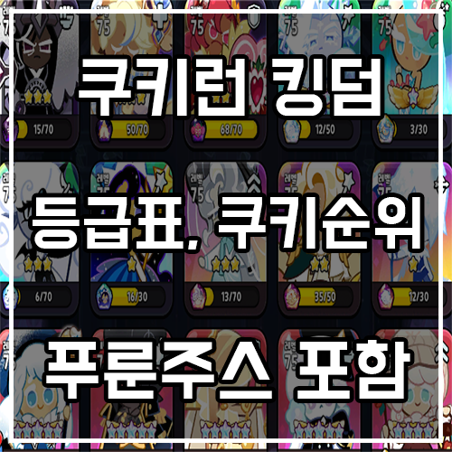 쿠키런 킹덤 등급표 및 쿠키순위 (푸룬주스 쿠키 포함) 쿠키런 킹덤 등급표 및 쿠키순위 (푸룬주스 쿠키 포함)