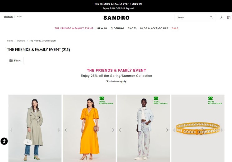  산드로 SANDRO 미국 공홈 직구 25% 할인