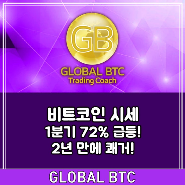  비트코인 시세 1분기 72% 급등! 2년 만에 쾌거!