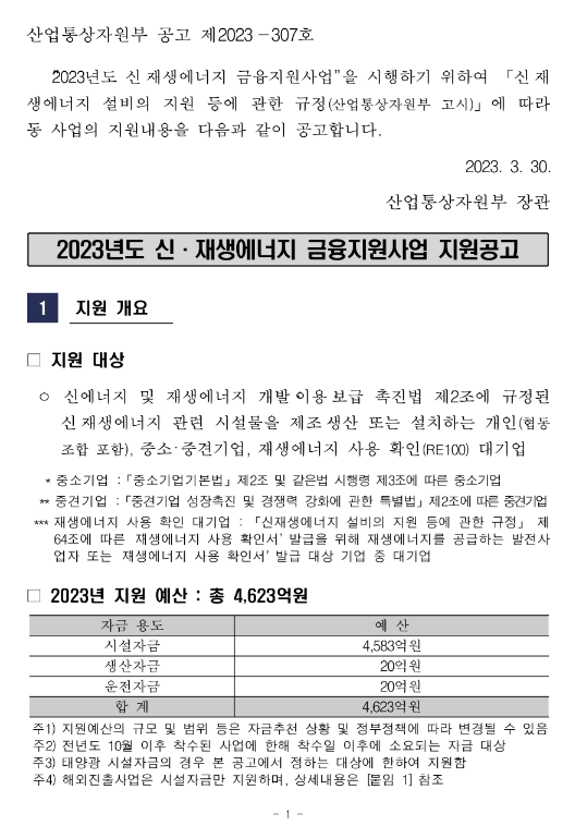 운전자금(2023년 신ㆍ재생에너지 금융지원사업 지원 공고) 운전자금(2023년 신ㆍ재생에너지 금융지원사업 지원 공고)