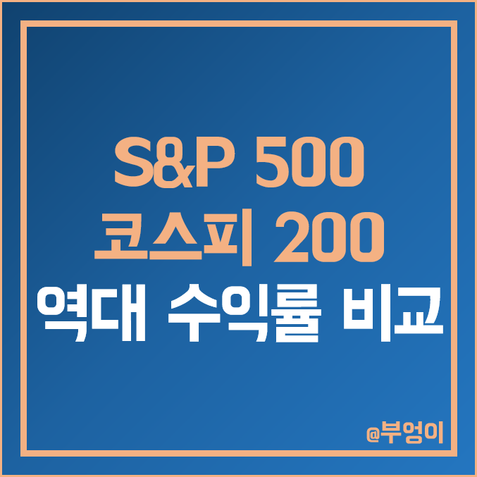 미국 S&P 500 지수 vs 한국 코스피 200 주가 비교 : 역대 수익률 추이