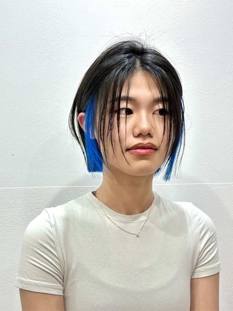  카리나염색 블루컬러 시크릿투톤 류진염색 태연투톤