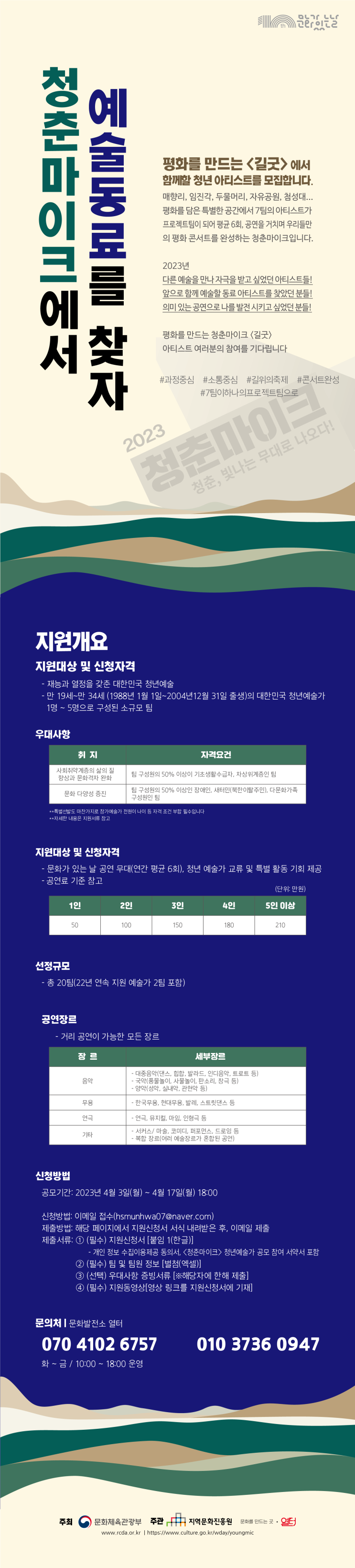  2023년 청춘마이크 <평화를만드는길굿> 아티스트 모집
