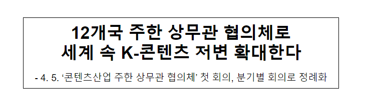 12개국 주한 상무관 협의체로 세계 속 K-콘텐츠 저변 확대한다