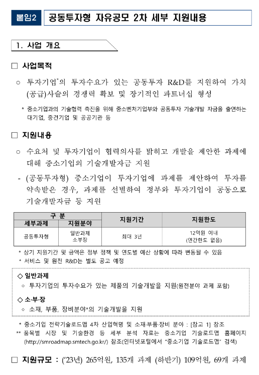 2023년 2차 중소기업 구매조건부신제품개발사업 공동투자형 과제 자유공모 시행계획 공고 2023년 2차 중소기업 구매조건부신제품개발사업 공동투자형 과제 자유공모 시행계획 공고