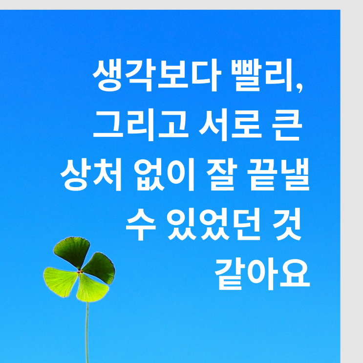  [대전이혼전문변호사] 생각보다 빨리, 그리고 서로 큰 상처 없이 잘 끝낼 수 있었던 것 같아요