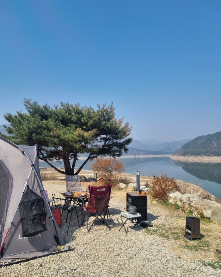  [강원도- 인제]소양강호 러빙네이처 캠핑장 1박2일 후기(명당 러빙존 D사이트,노을 뷰,23.03.28~03.29)
