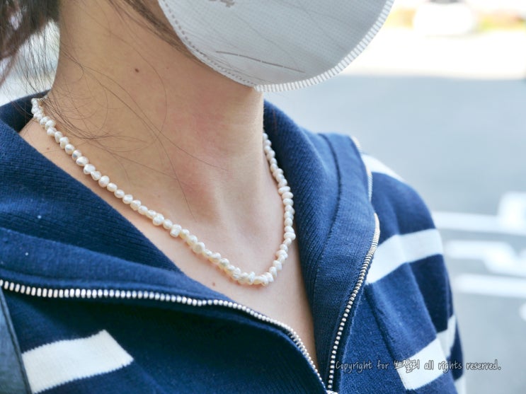  못난이진주 실버925 담수진주 바이모브 여자목걸이
