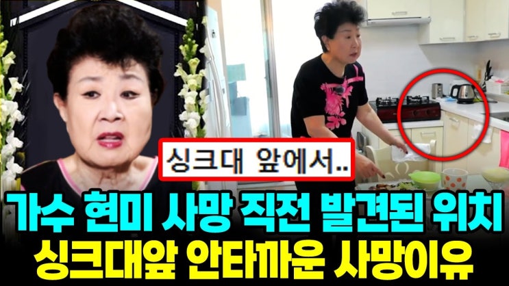 원로가수 현미 사망 직전 발견된 충격 장소 싱크대 앞 안타까운 사망원인 원로가수 현미 사망 직전 발견된 충격 장소 싱크대 앞 안타까운 사망원인