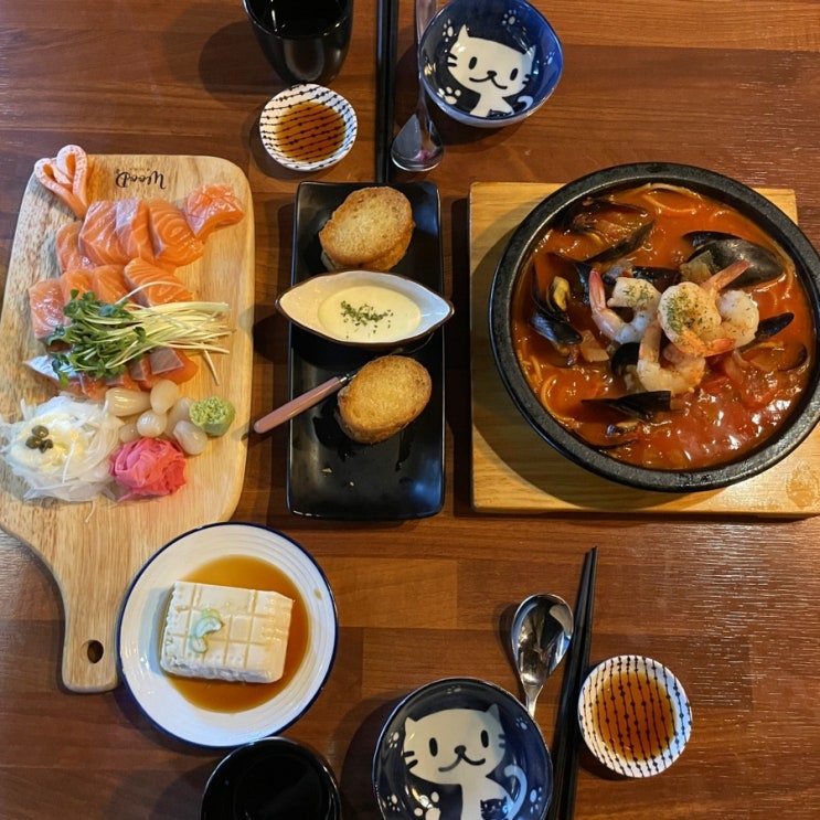  [사당] 네꼬 퓨전요리 : 사당이자카야, 연어사시미, 토마토홍합스튜, 치킨가라야게