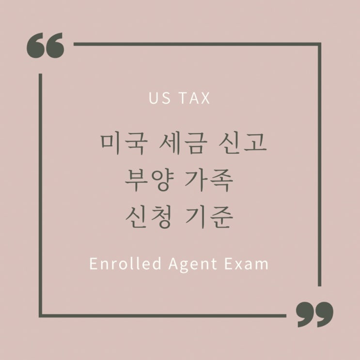  [미국 Tax] 세금 신고 시 부양가족의 기준