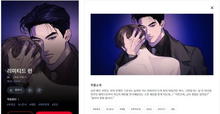 BL웹툰 리뷰) 김은지-리미티드 런 (1~60화) BL웹툰 리뷰) 김은지-리미티드 런 (1~60화)