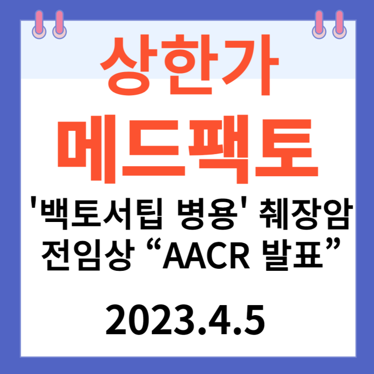 메드팩토 주가차트와   "백토서팁 병용 췌장암 전임상 AACR 발표”