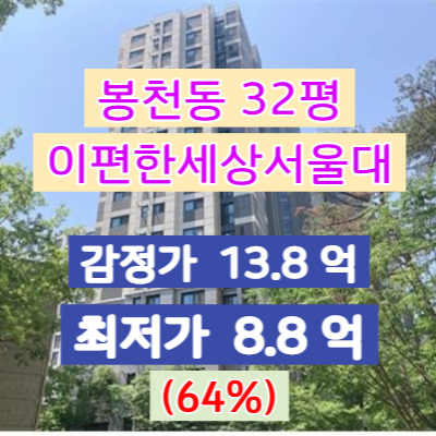  서울아파트경매 이편한세상서울대입구 32평 물건분석!