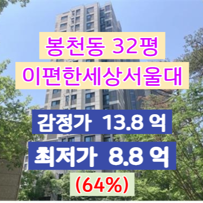 서울아파트경매 이편한세상서울대입구 32평 물건분석!