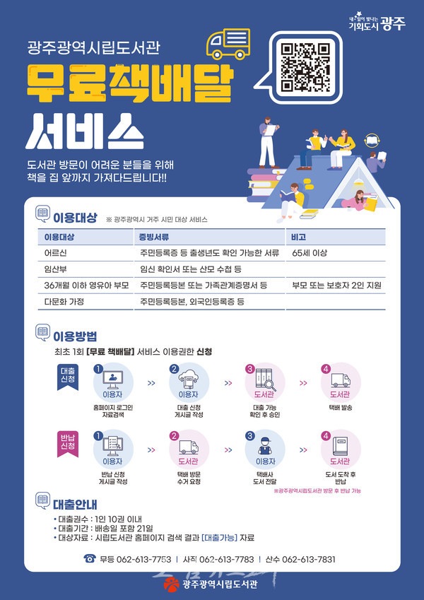  광주광역시, 1인 10권이내 “집으로 책 배달해 드립니다”