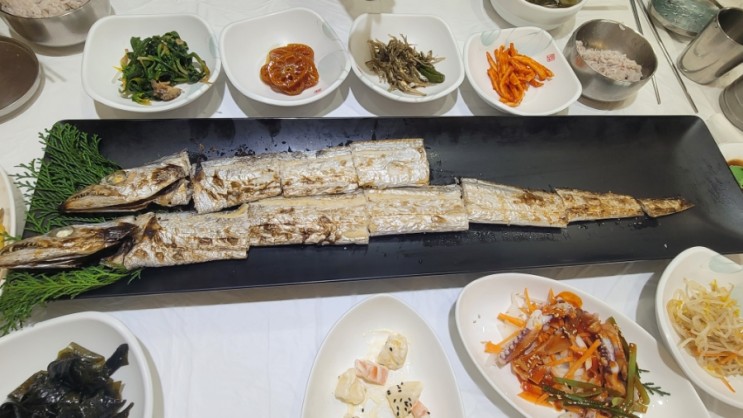 남해맛집 통갈치구이 한정식상차림 유람선식당