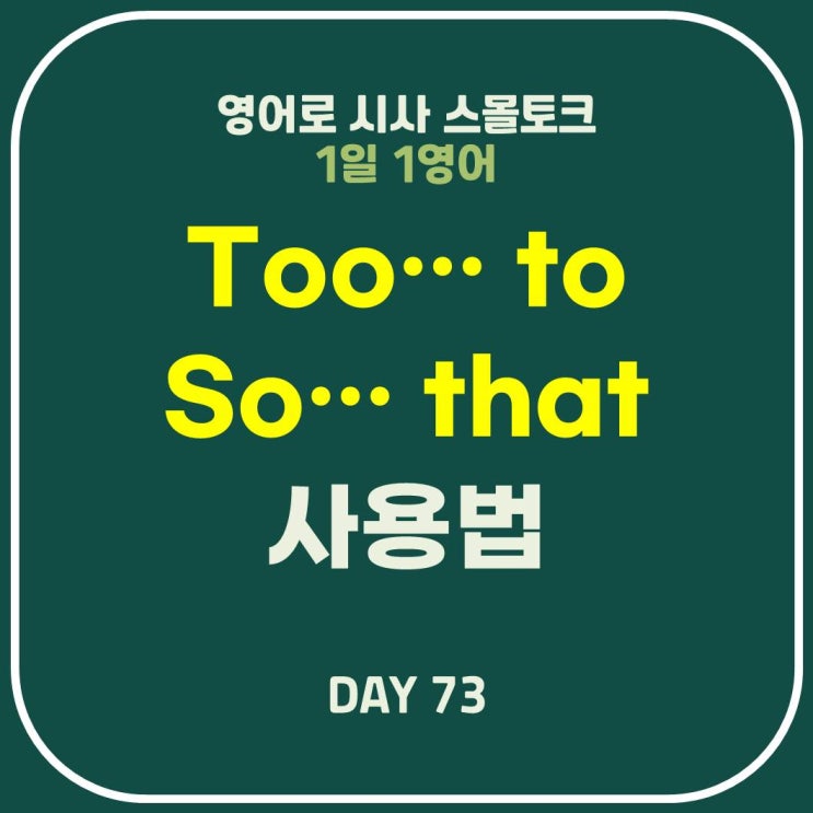  [영어] Too~to/so~that 용법 정리
