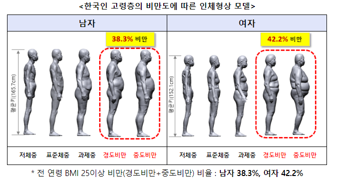 한국인 고령인구(70세~84세)20년 전보다 키 크고 날씬해져...