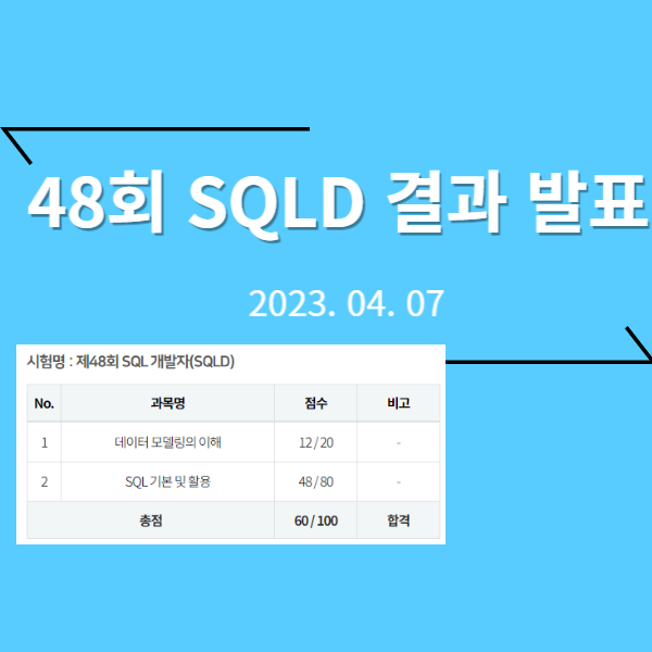  제48회 SQLD 합격자 발표 (턱걸이)