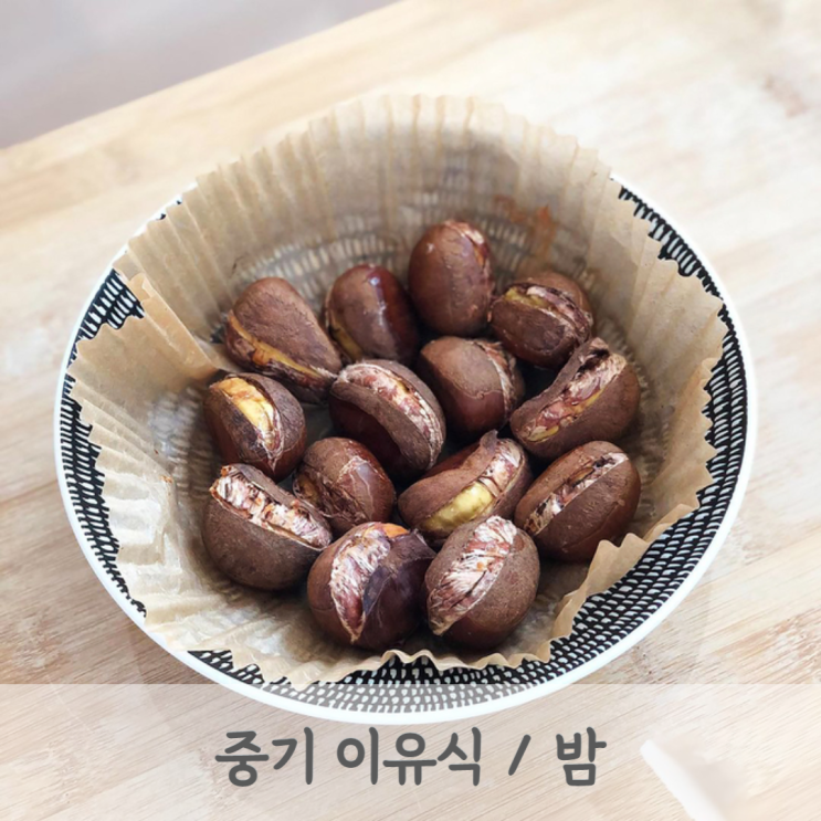 [중기이유식] 밤 토핑 이유식 (견과류 알레르기 테스트, 밤큐브, 베이비무브)