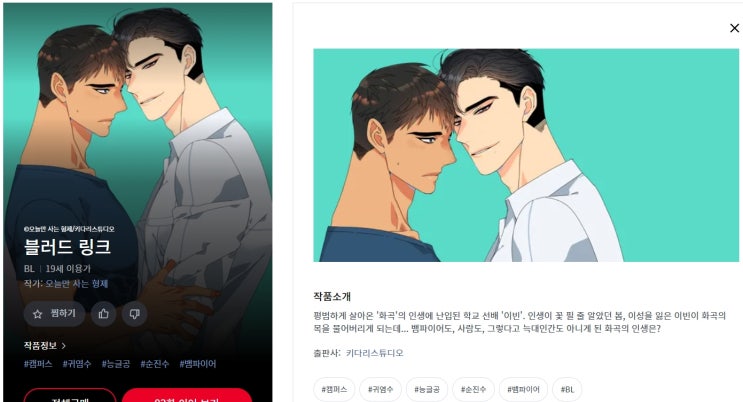 BL웹툰 리뷰) 오늘만 사는 형제-블러드 링크 (66~135화) (중도하차) BL웹툰 리뷰) 오늘만 사는 형제-블러드 링크 (66~135화) (중도하차)
