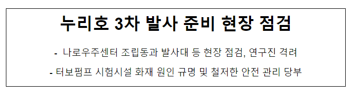 이종호 장관, 누리호 3차 발사 준비 현장 점검