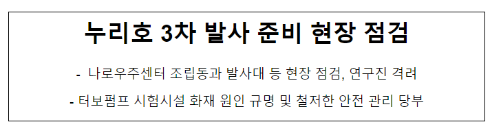 이종호 장관, 누리호 3차 발사 준비 현장 점검 이종호 장관, 누리호 3차 발사 준비 현장 점검