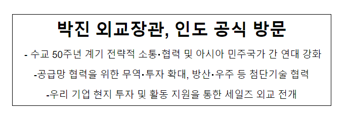 박진 외교장관, 인도 공식 방문