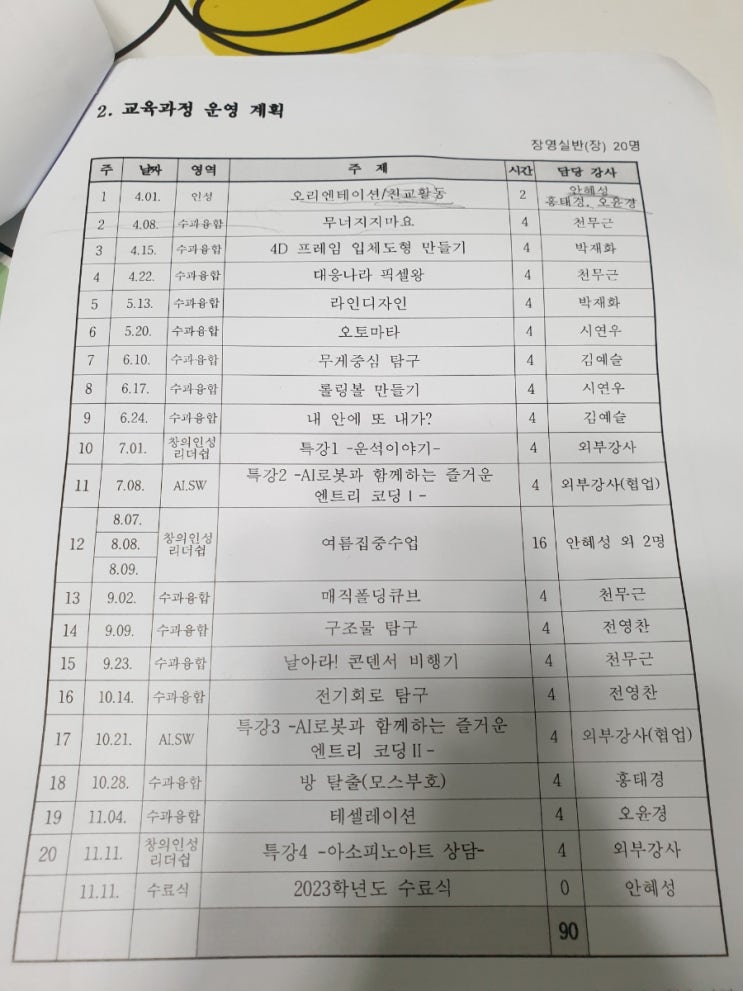  영재교육원 4학년 수과 융합 서울 백석초