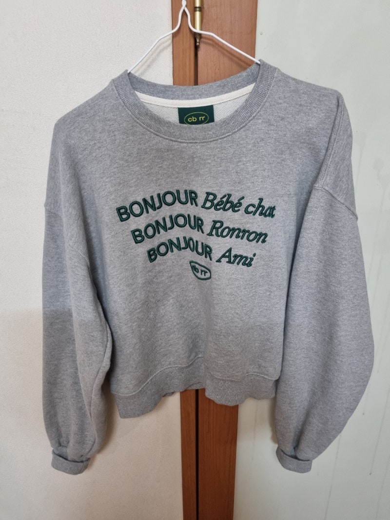 론론 맨투맨( Bonjour Ronron Crop Sweatshirts Grey) 후기(착샷 有,세탁3회 후기,,,)