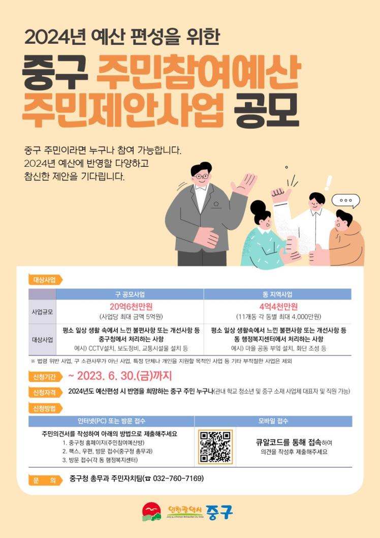 '2024년도 주민참여예산’ 주민제안사업 공모 안내