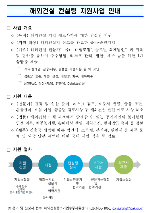 2023년 해외건설 통합 컨설팅 지원사업 시행 공고 2023년 해외건설 통합 컨설팅 지원사업 시행 공고